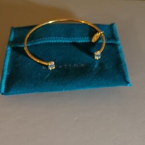 Serefina Gold Bangle Bracelet with Crystal Ends